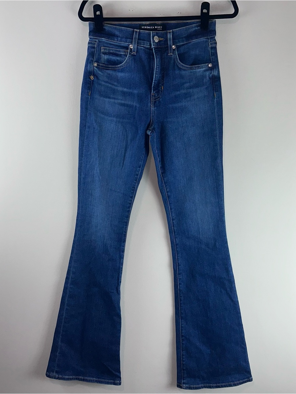 Veronica Beard Beverly Skinny Flare High Rise Jeans in Bright Blue Size 27